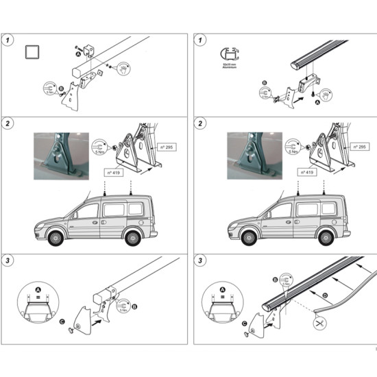 БАГАЖНИК ТОВАРНА СКАРА CRUZ EVO RACK MODULE Opel / Vauxhall Combo (C - aluminium piece fixation) (2003-->2012)