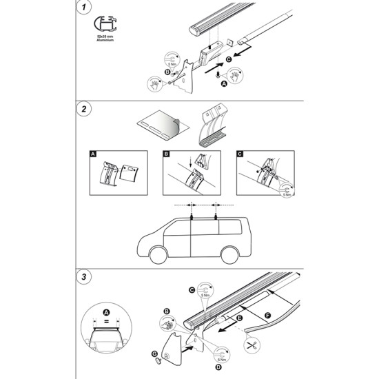 БАГАЖНИК ЗА ТОВАРНИ АВТОМОБИЛИ CRUZ ALU CARGO AF2 Volkswagen Caravelle T4 (standard roof) (1991-->2003)