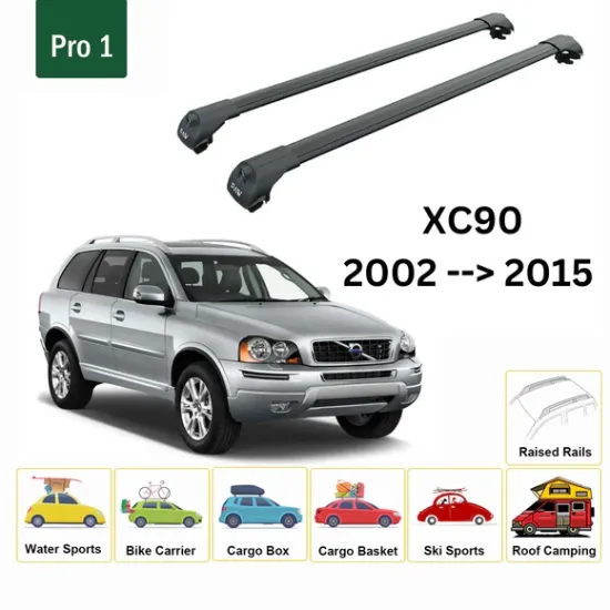 БАГАЖНИК ЗА Volvo XC90 5d (I - railing) (2002-->2015) AERO BAR BLACK