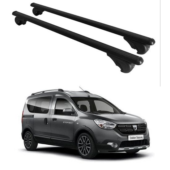 БАГАЖНИК ЗА Dacia Dokker 5d (railing) (2013-->) ALU REILING BLACK