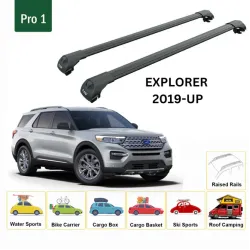 БАГАЖНИК ЗА Ford Explorer 5d (VI/U625 - railing) (2020-->2025) AERO BAR BLACK