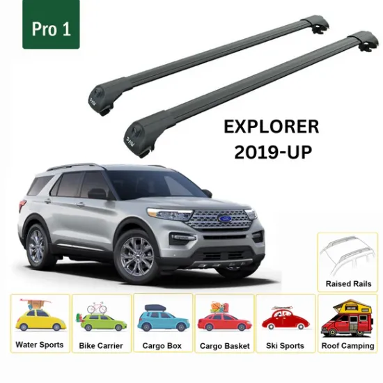 БАГАЖНИК ЗА Ford Explorer 5d (VI/U625 - railing) (2020-->2025) AERO BAR BLACK