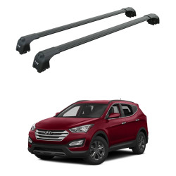 БАГАЖНИК ЗА Hyundai Santa Fe/Grand Santa Fe 5d (III/DM - integrated railing) (2013-->2018) AERO BAR BLACK