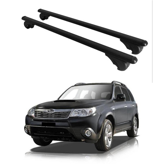 БАГАЖНИК ЗА Subaru Forester 5d (III/SH - railing) (2008-->2013) ALU REILING BLACK