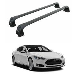 БАГАЖНИК ЗА TESLA MODEL S 5d. (fixpoint with glass roof) (2012-->2016) AERO BAR BLACK