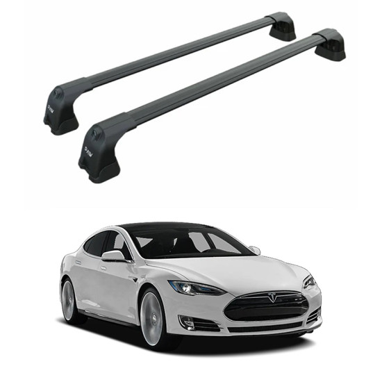 БАГАЖНИК ЗА TESLA MODEL S 5d. (fixpoint with glass roof) (2012-->2016) AERO BAR BLACK
