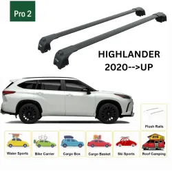 БАГАЖНИК ЗА Toyota Highlander 5d (IV/XU70 - integrated railing) (2020-->) AERO BAR BLACK