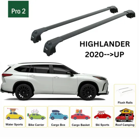 БАГАЖНИК ЗА Toyota Highlander 5d (IV/XU70 - integrated railing) (2020-->) AERO BAR BLACK