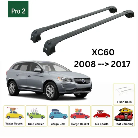 БАГАЖНИК ЗА Volvo XC60 5d (I - integrated railing) (2008-->2017) AERO BAR BLACK