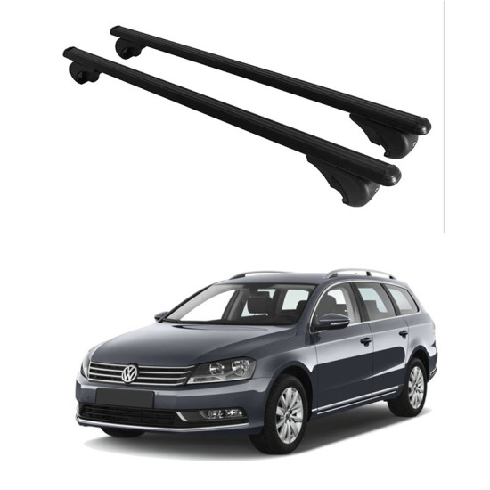 БАГАЖНИК ЗА Volkswagen Passat Variant (B6/B7/3C - railing) (2005-->2014) ALU REILING BLACK