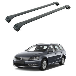 БАГАЖНИК ЗА Volkswagen Passat Variant (B6/B7/3C - railing) (2005-->2014) AERO BAR BLACK