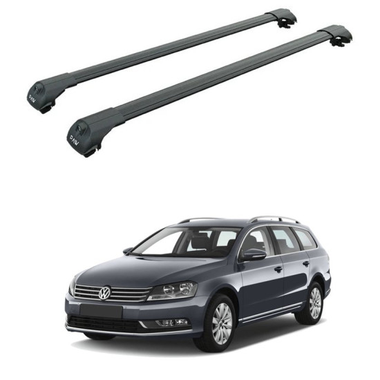 БАГАЖНИК ЗА Volkswagen Passat Variant (B6/B7/3C - railing) (2005-->2014) AERO BAR BLACK