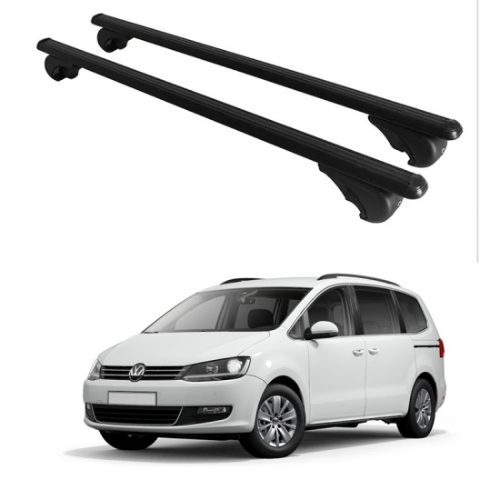 БАГАЖНИК ЗА Volkswagen Sharan 5d MPV (II/7N II.2/7N - railing) (2010-->2015) (2015-->) ALU REILING BLACK