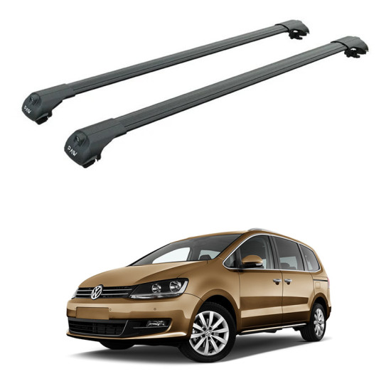 БАГАЖНИК ЗА Volkswagen Sharan 5d MPV (II/7N II.2/7N - railing) (2010-->2015) (2015-->) AERO BAR BLACK