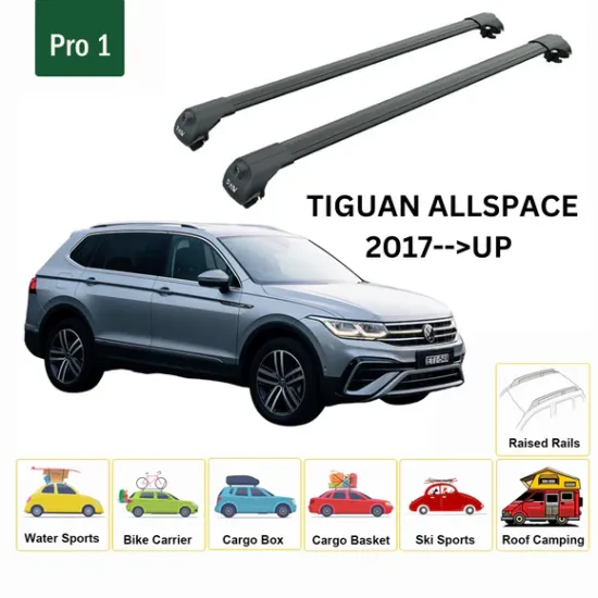 Багажник за Volkswagen Tiguan Allspace 5d (II - railing) (2017-->) AERO BAR BLACK