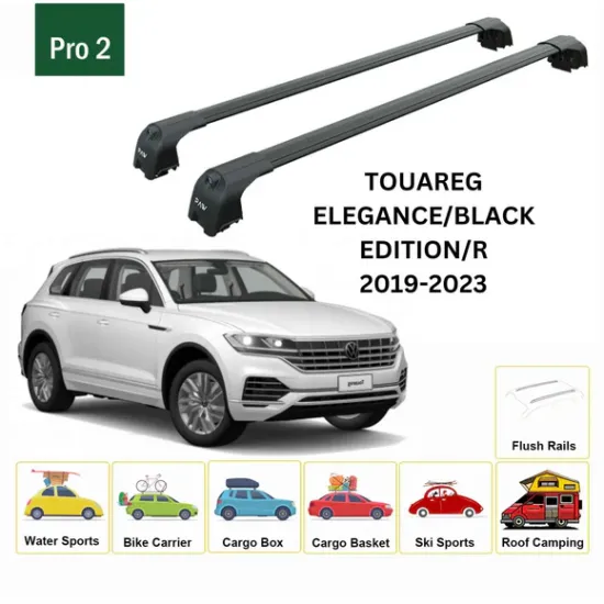 БАГАЖНИК ЗА Volkswagen Touareg 5d (III - integrated railing) (2018-->2023) AERO BAR BLACK