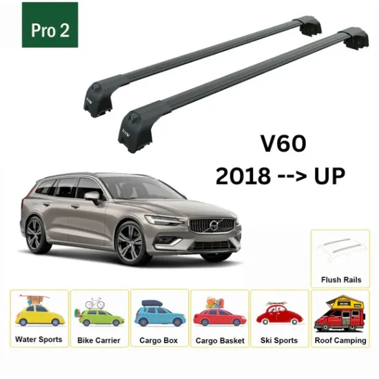 БАГАЖНИК ЗА Volvo V60 Estate (II - integrated railing) (2018-->) AERO BAR BLACK