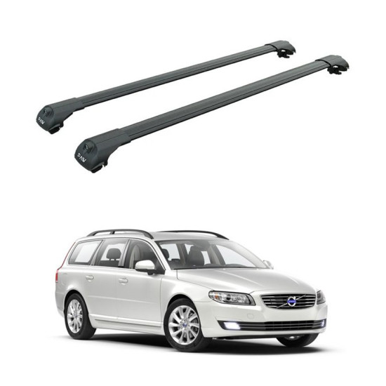 БАГАЖНИК ЗА Volvo V70 Estate (III - railing) (2007-->2016) AERO BAR BLACK