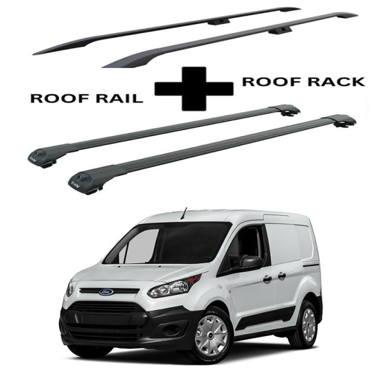 БАГАЖНИК КОМПЛЕКТ НАПРЕЧНИ ГРЕДИ И РЕЙЛИНГИ ЧЕРНИ ЗА Ford Connect II Transit L1 (fixpoint) (2013-->2022)