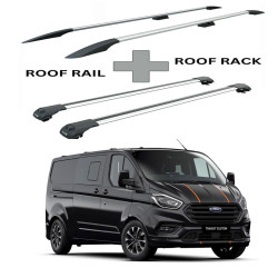 БАГАЖНИК КОМПЛЕКТ НАПРЕЧНИ ГРЕДИ И РЕЙЛИНГИ СИВИ ЗА Ford Custom Transit L1H1 (2013-->2023)