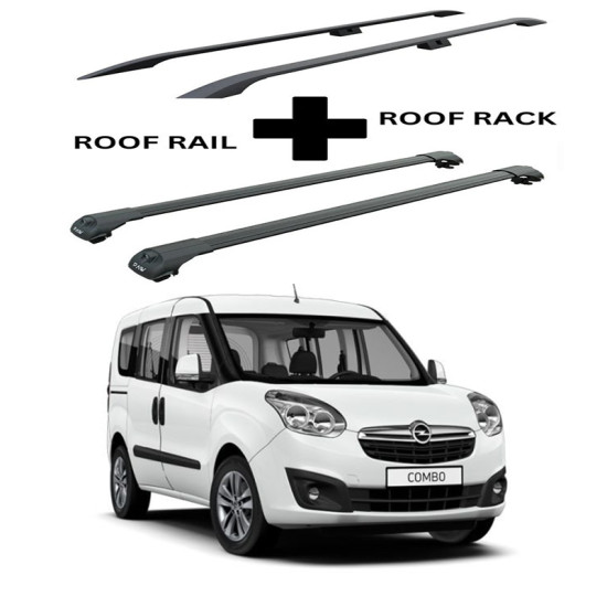 БАГАЖНИК КОМПЛЕКТ НАПРЕЧНИ ГРЕДИ И РЕЙЛИНГИ ЧЕРНИ ЗА Opel / Vauxhall Combo L1H1 (D) (2012-->2018)
