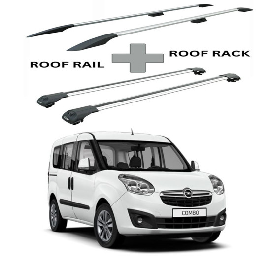 БАГАЖНИК КОМПЛЕКТ НАПРЕЧНИ ГРЕДИ И РЕЙЛИНГИ СИВИ ЗА Opel / Vauxhall Combo L1H1 (D) (2012-->2018)