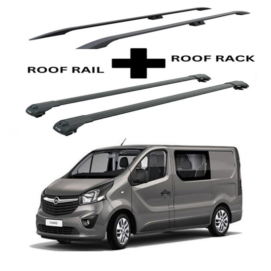 БАГАЖНИК КОМПЛЕКТ НАПРЕЧНИ ГРЕДИ И РЕЙЛИНГИ ЧЕРНИ ЗА Opel Vivaro L1H1 (III/X82) (2014-->2019)