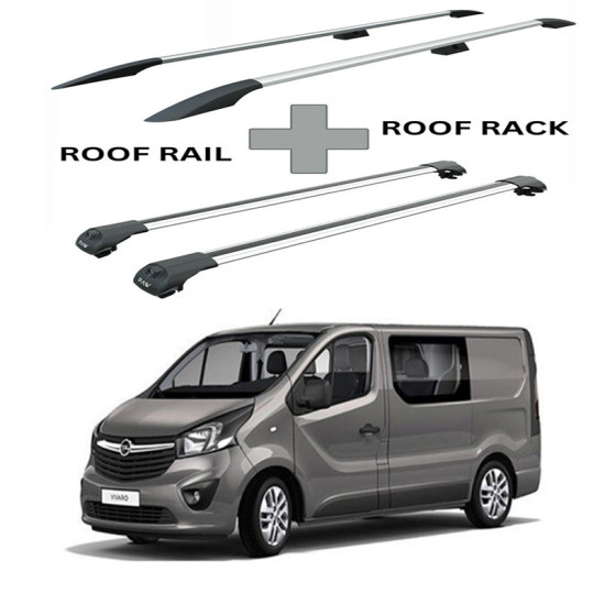 БАГАЖНИК КОМПЛЕКТ НАПРЕЧНИ ГРЕДИ И РЕЙЛИНГИ СИВИ ЗА Opel Vivaro L1H1 (III/X82) (2014-->2019)