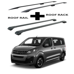 БАГАЖНИК КОМПЛЕКТ НАПРЕЧНИ ГРЕДИ И РЕЙЛИНГИ ЧЕРНИ ЗА Opel Zafira Life (M/medium) (2019-->)