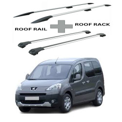 БАГАЖНИК КОМПЛЕКТ НАПРЕЧНИ ГРЕДИ И РЕЙЛИНГИ СИВИ ЗА Peugeot Partner (II) (2008-->2018)