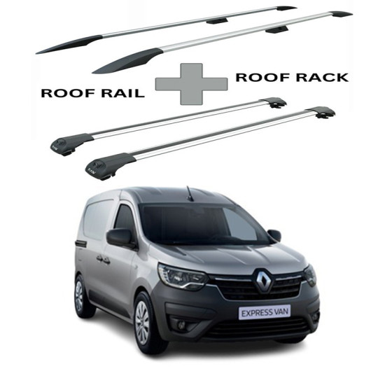 БАГАЖНИК КОМПЛЕКТ НАПРЕЧНИ ГРЕДИ И РЕЙЛИНГИ СИВИ ЗА Renault Express L1H1 (fixpoint) (2021-->)