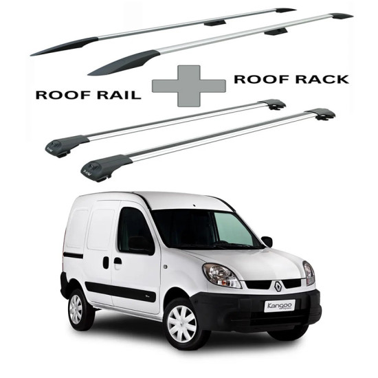 БАГАЖНИК КОМПЛЕКТ НАПРЕЧНИ ГРЕДИ И РЕЙЛИНГИ СИВИ ЗА Renault Kangoo L1 II.2 (2014-->2021)