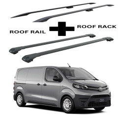 БАГАЖНИК КОМПЛЕКТ НАПРЕЧНИ ГРЕДИ И РЕЙЛИНГИ ЧЕРНИ ЗА Toyota PROACE (M/medium) (2016->)