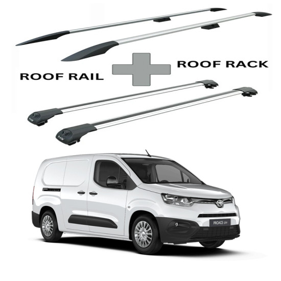 БАГАЖНИК КОМПЛЕКТ НАПРЕЧНИ ГРЕДИ И РЕЙЛИНГИ СИВИ ЗА Toyota ProAce City L1 (I) (2019-->)
