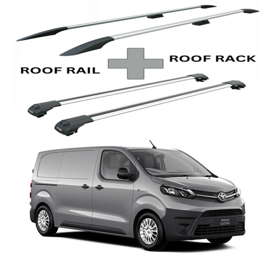 БАГАЖНИК КОМПЛЕКТ НАПРЕЧНИ ГРЕДИ И РЕЙЛИНГИ СИВИ ЗА Toyota PROACE (M/medium) (2016->)