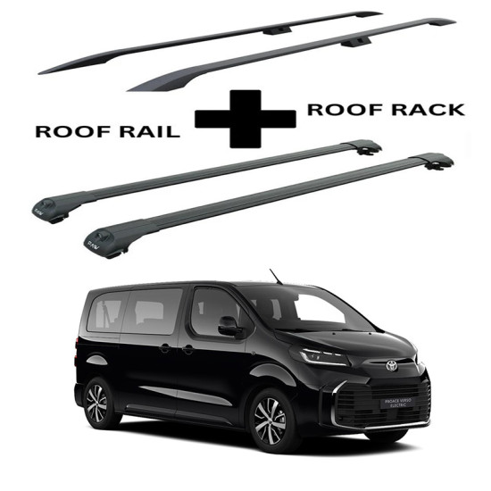 БАГАЖНИК КОМПЛЕКТ НАПРЕЧНИ ГРЕДИ И РЕЙЛИНГИ ЧЕРНИ ЗА Toyota ProAce Verso L1 (M/medium) (2016-->)