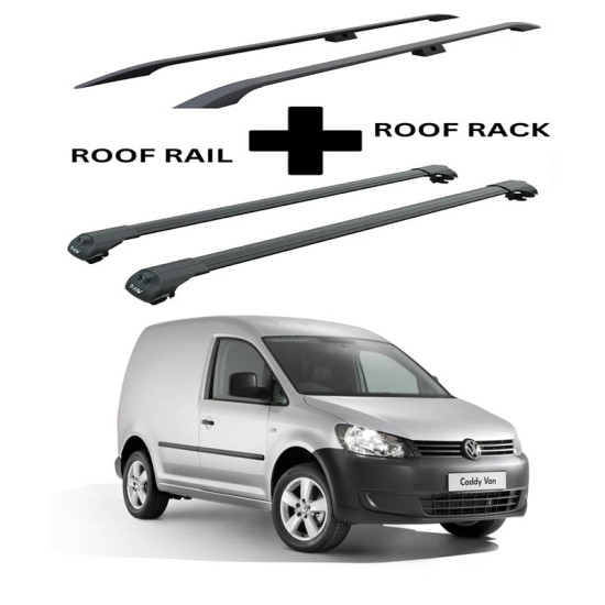 БАГАЖНИК КОМПЛЕКТ НАПРЕЧНИ ГРЕДИ И РЕЙЛИНГИ ЧЕРНИ ЗА Volkswagen Caddy (III.2) (2011-->2015)