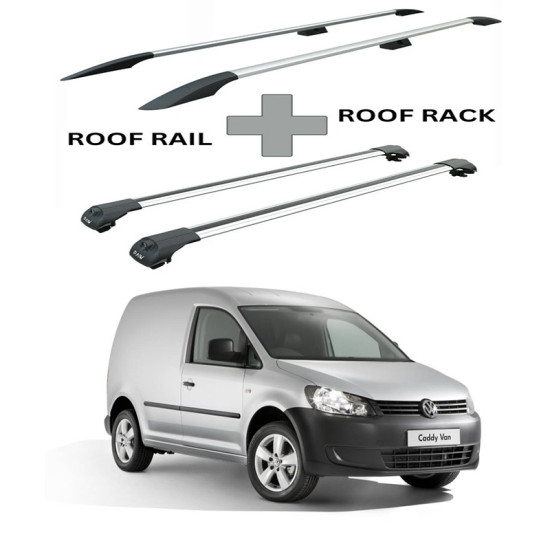 БАГАЖНИК КОМПЛЕКТ НАПРЕЧНИ ГРЕДИ И РЕЙЛИНГИ СИВИ ЗА Volkswagen Caddy (III.2) (2011-->2015)