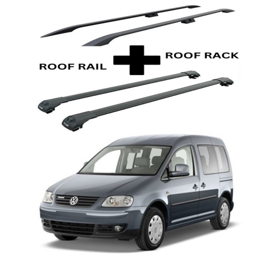 БАГАЖНИК КОМПЛЕКТ НАПРЕЧНИ ГРЕДИ И РЕЙЛИНГИ ЧЕРНИ ЗА Volkswagen Caddy (III) (2004-->2011)