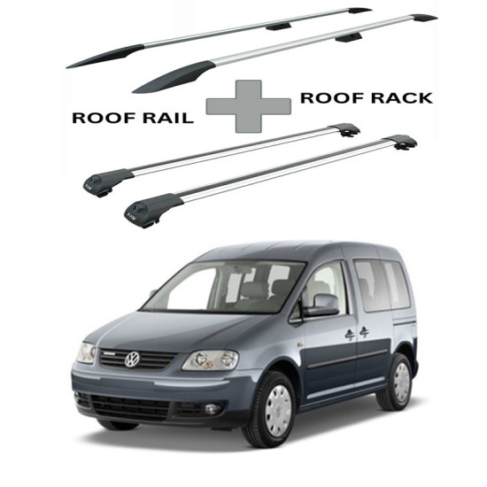 БАГАЖНИК КОМПЛЕКТ НАПРЕЧНИ ГРЕДИ И РЕЙЛИНГИ СИВИ ЗА Volkswagen Caddy (III) (2004-->2011)