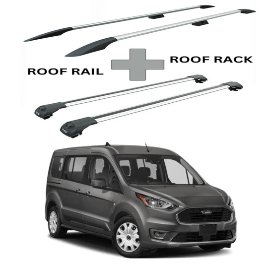 БАГАЖНИК КОМПЛЕКТ НАПРЕЧНИ ГРЕДИ И РЕЙЛИНГИ СИВИ ЗА Ford Connect II Tourneo L1/L2 (fixpoint) (2013-->2022)