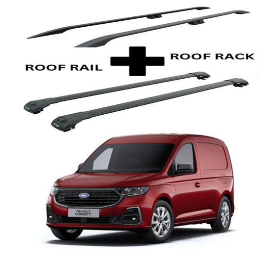 БАГАЖНИК КОМПЛЕКТ НАПРЕЧНИ ГРЕДИ И РЕЙЛИНГИ ЧЕРНИ ЗА Ford Connect III L1 / L2/Grand (fixpoint) (2022-->)