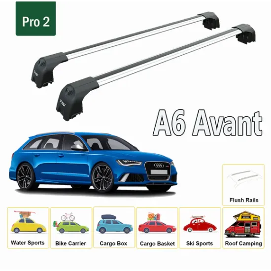 Багажник за Audi A6 Avant (C8 - integrated railing) (2018-->) AERO BAR BLACK