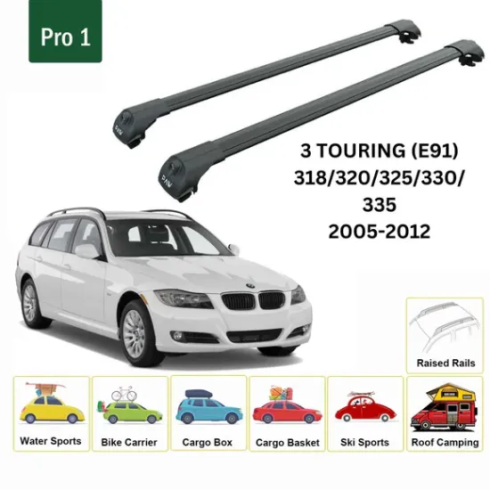 БАГАЖНИК ЗА BMW Serie 3 Touring (E91 - railing) (2005-->2012) AERO BAR BLACK