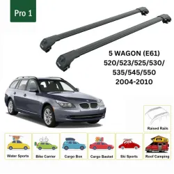 БАГАЖНИК ЗА BMW Serie 5 Touring (E61 - railing) (2003-->2010) AERO BAR BLACK