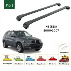 Багажник за BMW X5 5d (E53 - railing) (2000-->2007) AERO BAR BLACK