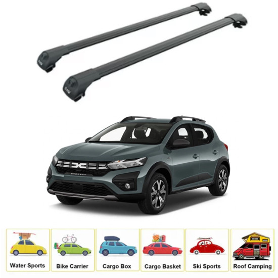Багажник за Dacia Sandero Stepway (III - railing) (2020-->) AERO BAR BLACK