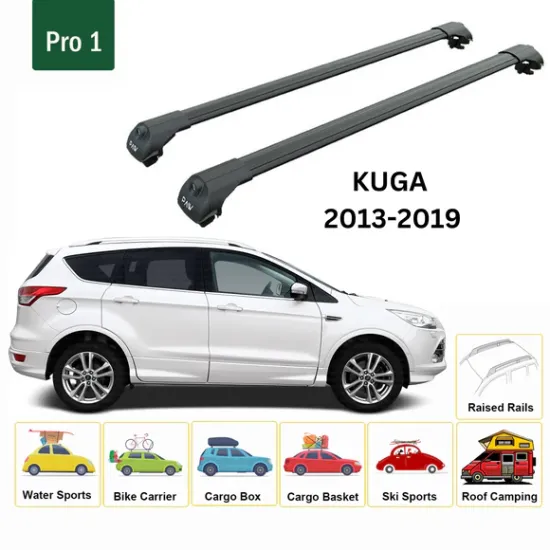 Багажник за Ford Kuga 5d (II - railing) (2012-->2019) AERO BAR BLACK