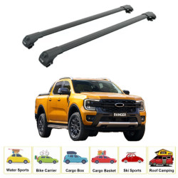 Багажник за Ford Ranger double cab (T6/P703 - railing) (2022-->) AERO BAR BLACK