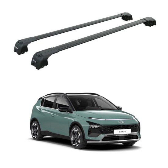 БАГАЖНИК ЗА Hyundai Bayon 5d (I - integrated railing) (2021-->) AERO BAR BLACK